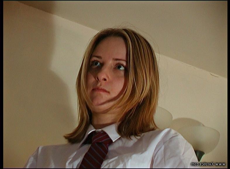 12P Misbehaving student gets bent over a man's knee for a hard spanking