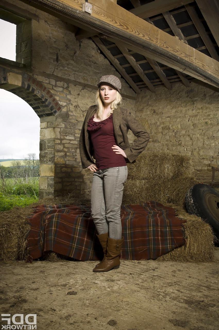17P British chicks Satine Spark and Samantha Bentley go girl on girl in a barn