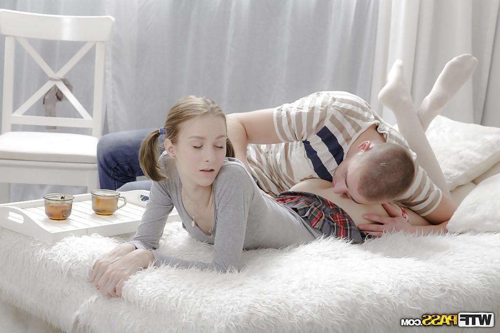 16P Pale teen with pigtails Serpente enjoying a hard doggystyle boning