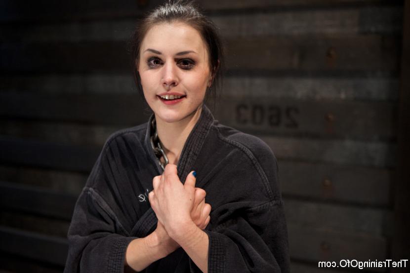 13P Submissive female undergoes a slave training session at the hands of two men