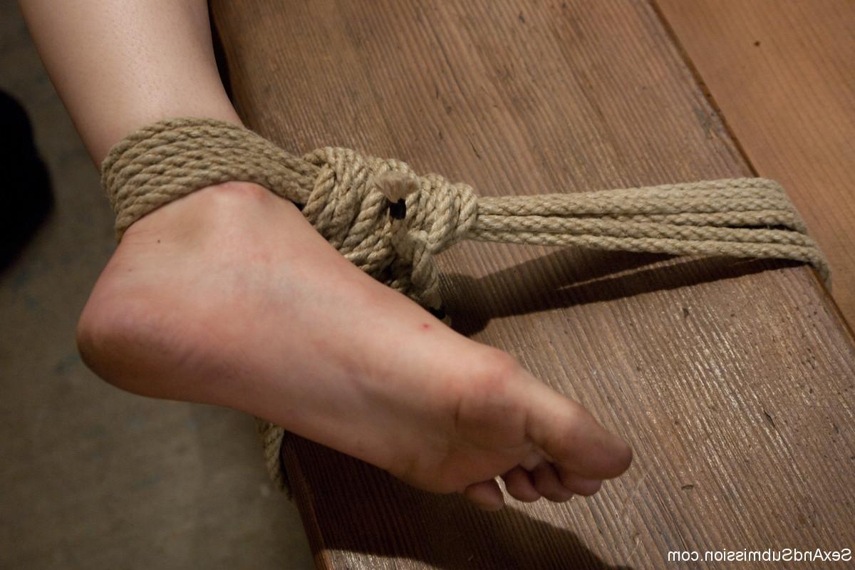 19P Tied up and ball-gagged brunette Sensi Pearl gets fucked in hot bondage action