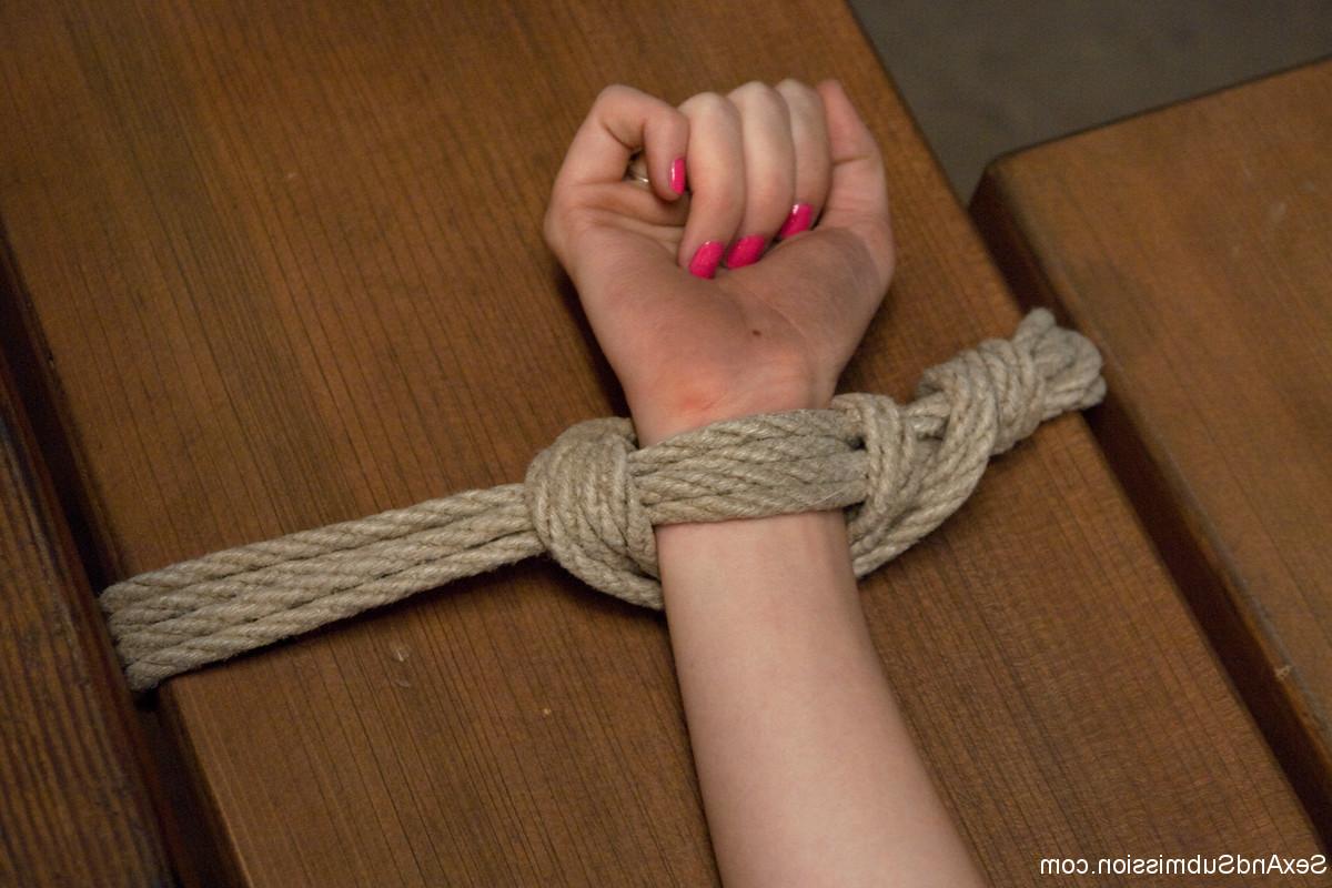 19P Tied up and ball-gagged brunette Sensi Pearl gets fucked in hot bondage action