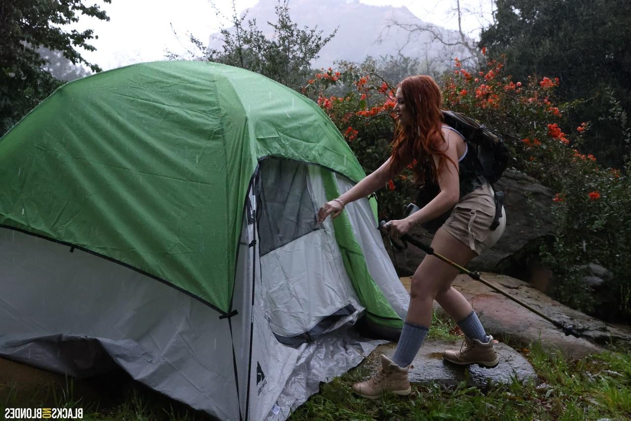 20P Chubby redheaded babe Madison Morgan gets blacked while out camping