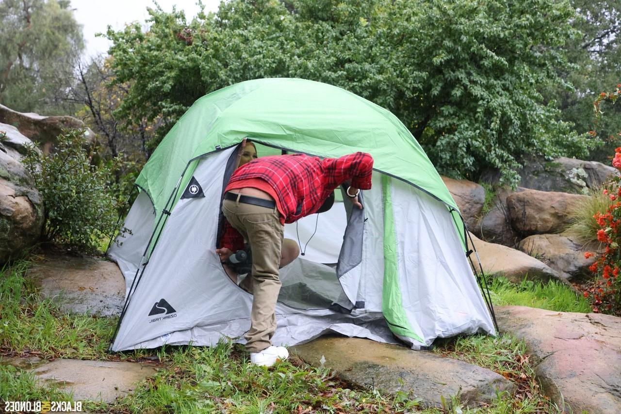 20P Chubby redheaded babe Madison Morgan gets blacked while out camping