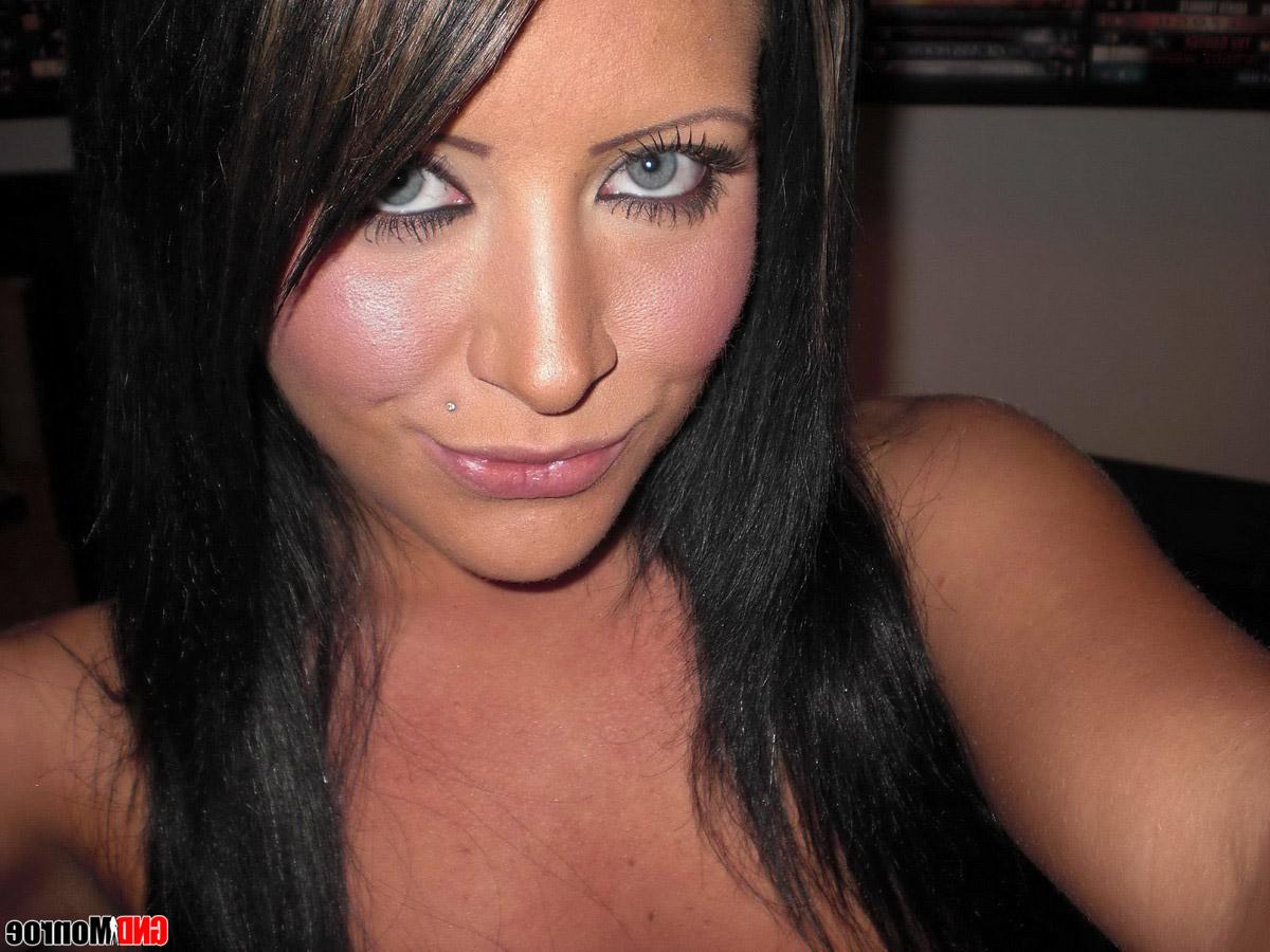 12P Brunette amateur sucks on a banana before showing her tits and ass