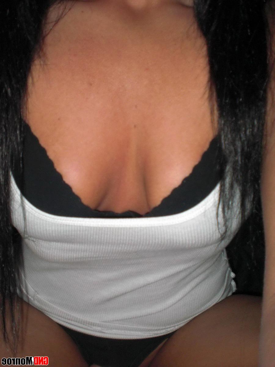 12P Brunette amateur sucks on a banana before showing her tits and ass