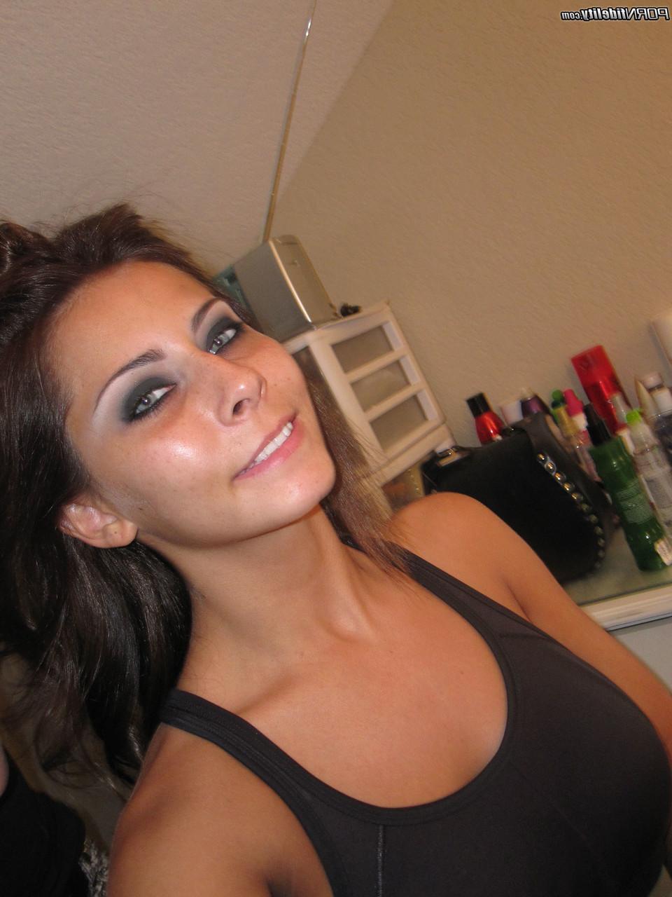 20P Perfect brunette doll Madison Ivy poses in sexy lingerie and shows her boobs