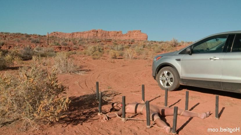 12P Caucasian hitchhiker is restrained and penetrated in the desert