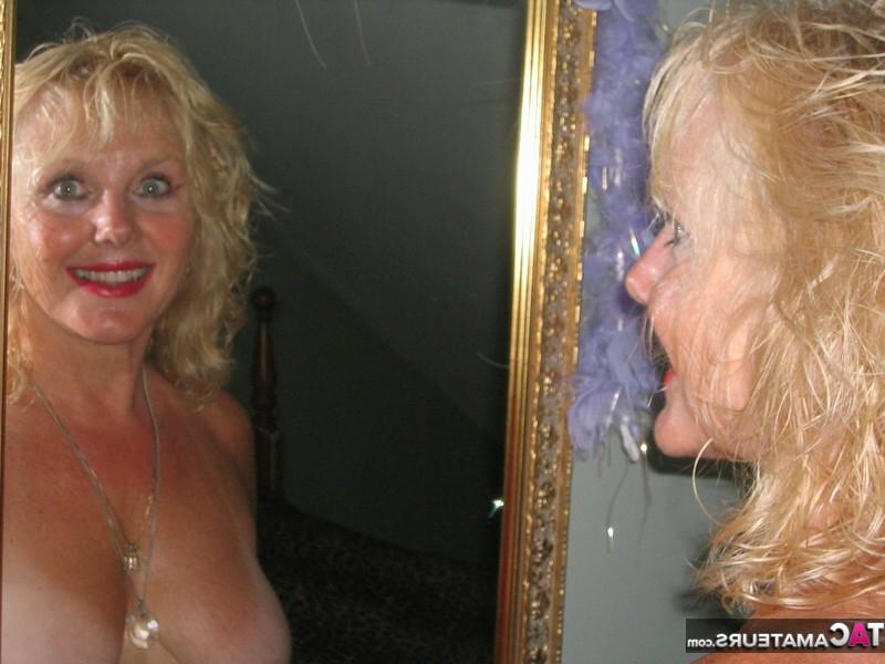 20P Mature blonde Ruth gets banged on a bed during a POV scene