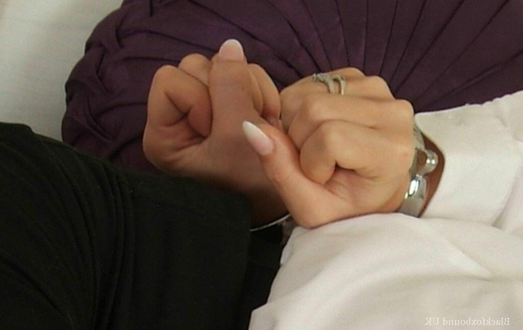16P Collared UK secretary Natalia Forrest is cuffed at her wrists and ankles