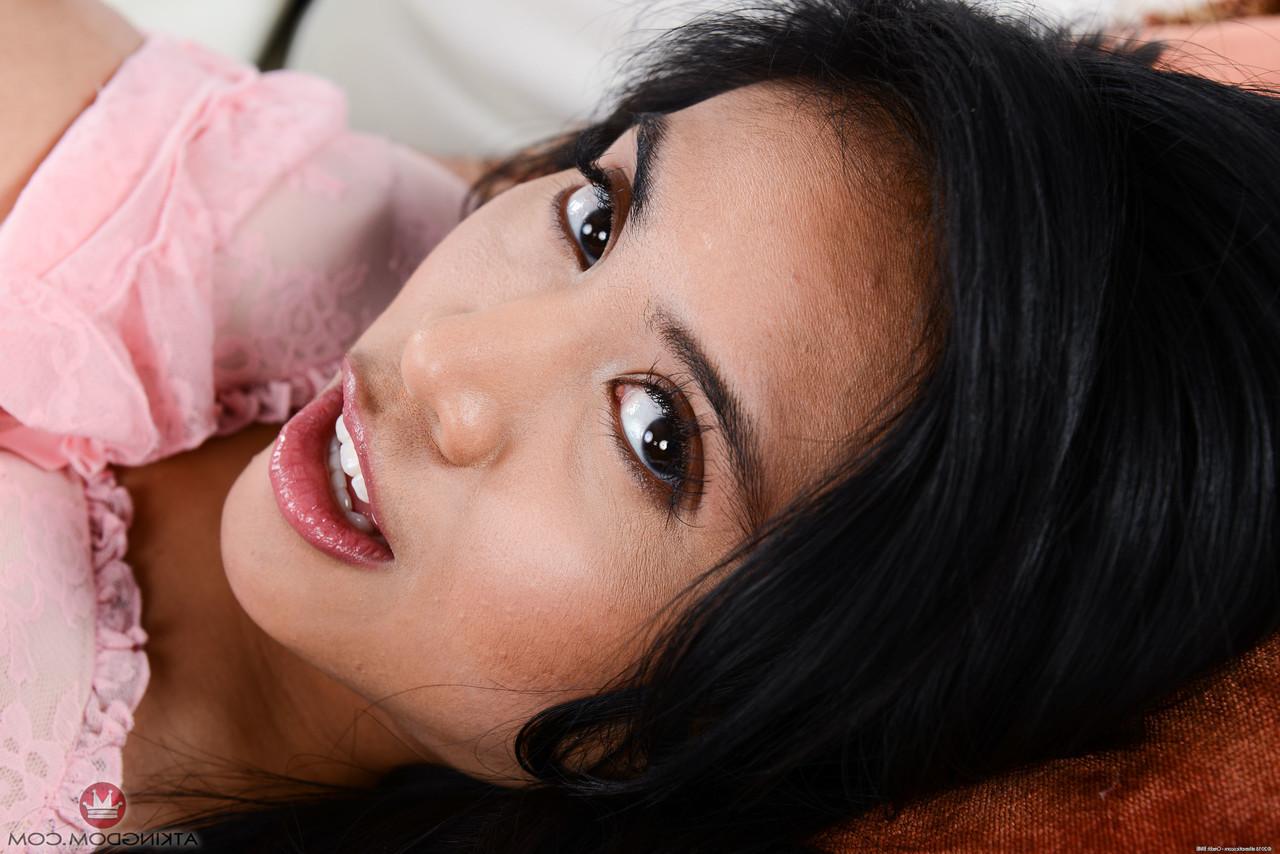 20P Petite Asian honey Ember Snow spreading her extremely hairy vagina