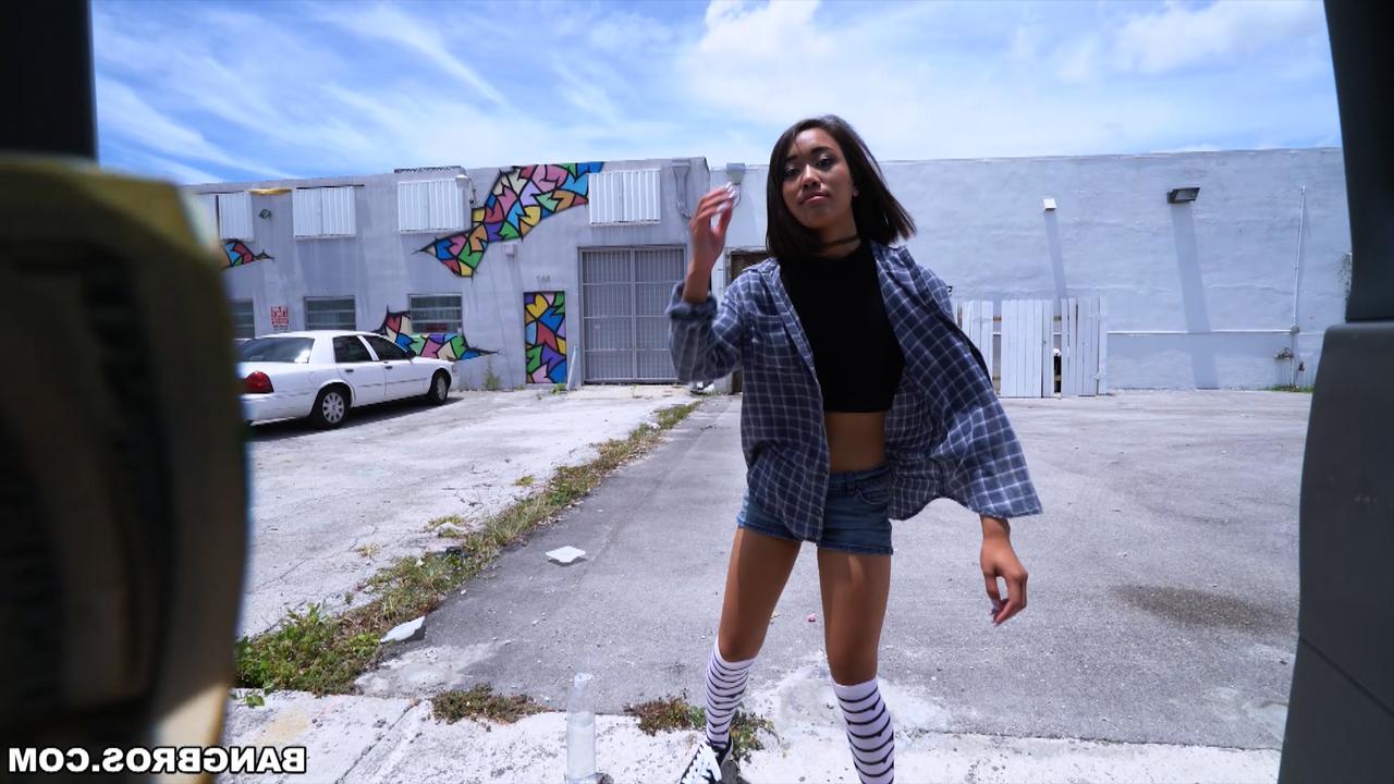 20P Aria Skye, une auto-stoppeuse asiatique de 21 ans, paie le trajet avec une baise hardcore