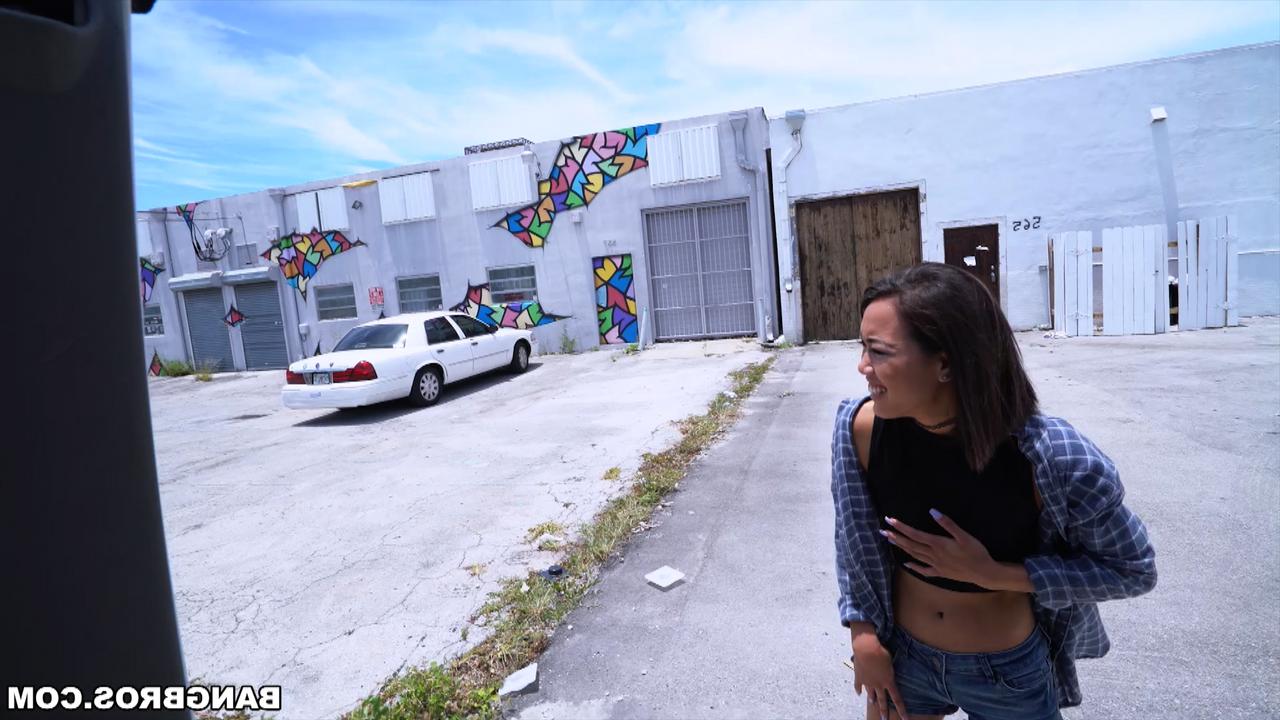 20P Aria Skye, une auto-stoppeuse asiatique de 21 ans, paie le trajet avec une baise hardcore