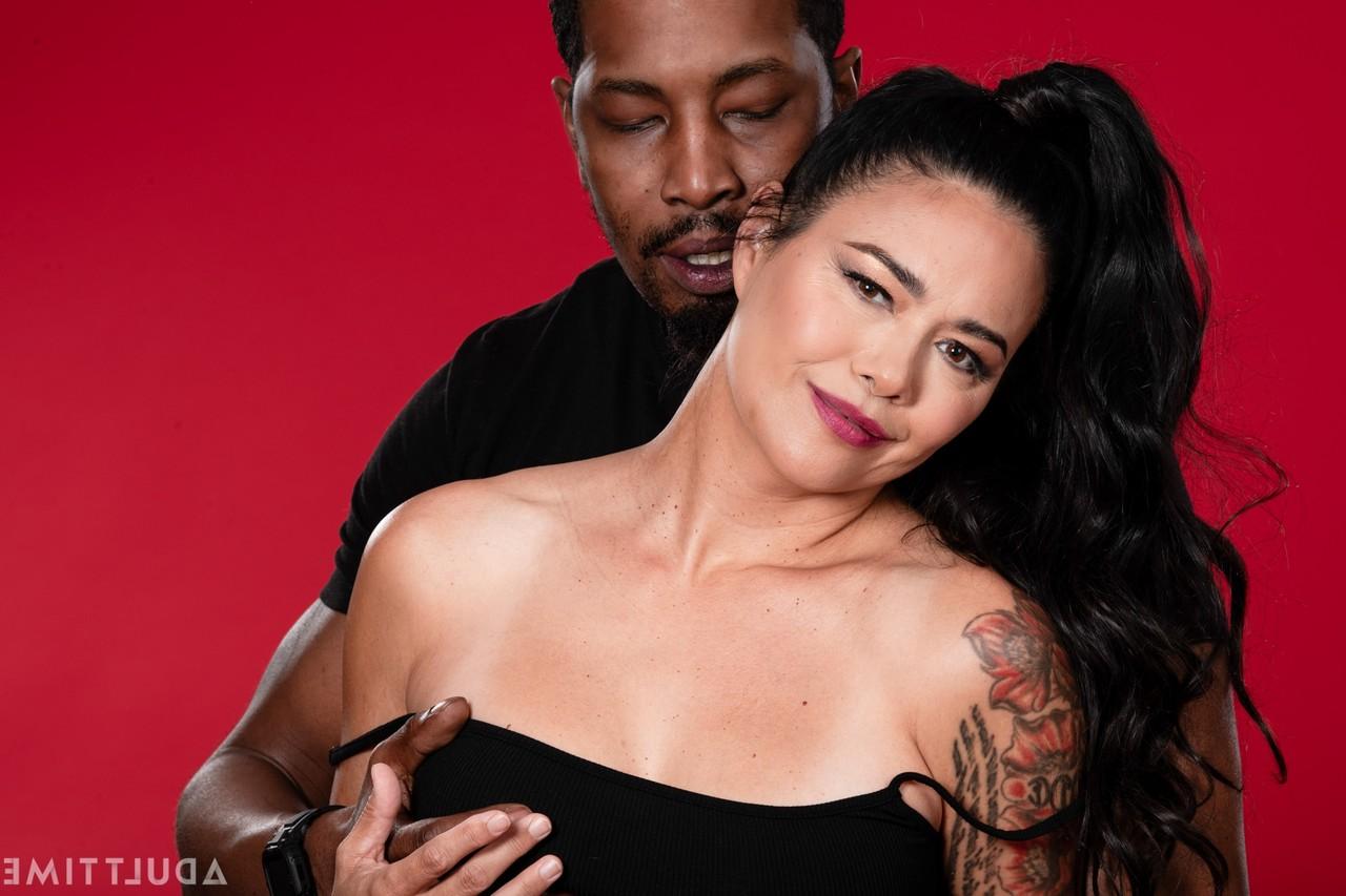 20P Gorgeous Asian MILF Dana Vespoli enjoys a big black cock after sucking it