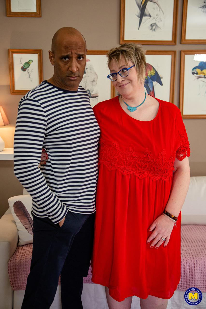 20P Chubby short haired mature in glasses Denisa tastes a BBC and gets fucked hard