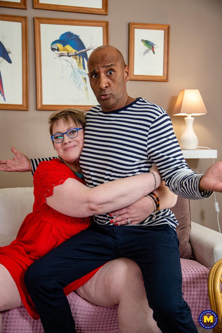 20P Chubby short haired mature in glasses Denisa tastes a BBC and gets fucked hard