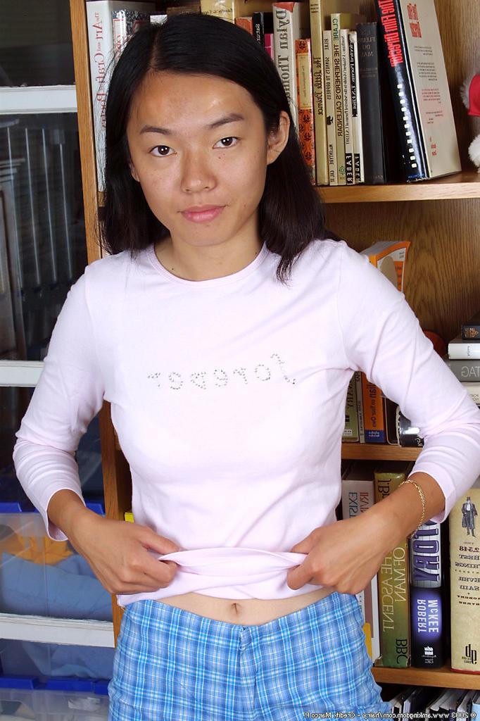 16P Asian first timer Tiffany undressing for nude photos of hairy twat