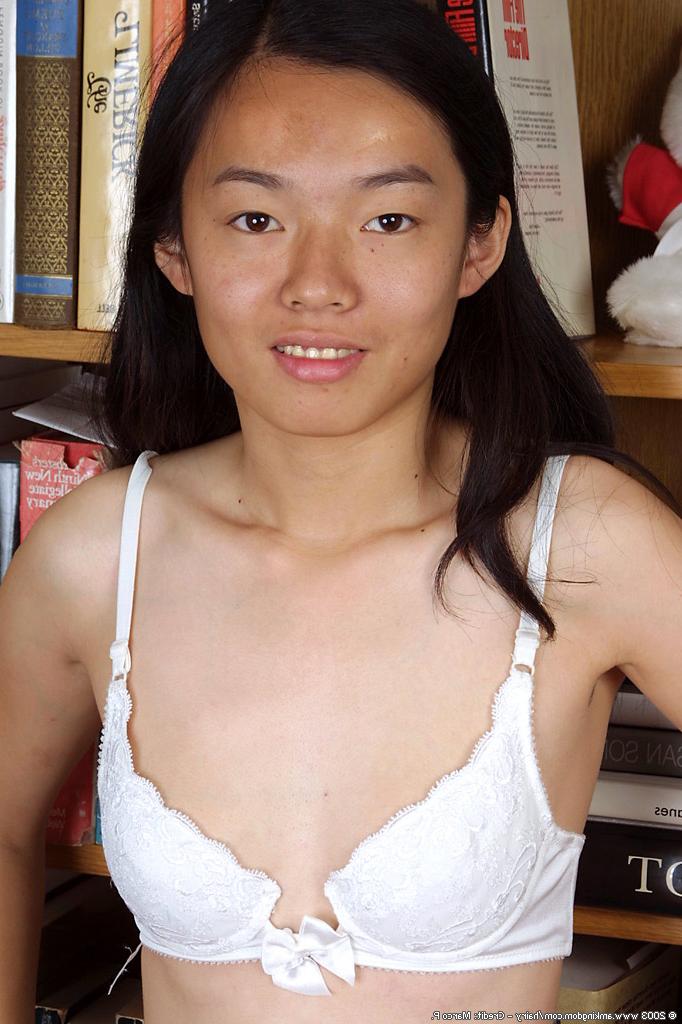 16P Asian first timer Tiffany undressing for nude photos of hairy twat