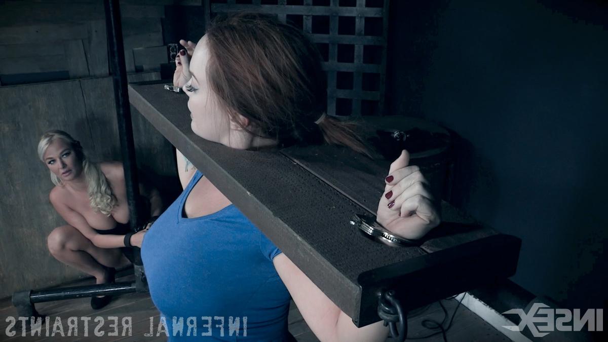 14P Thick redhead Summer Hart is masturbated by London River while in bondage