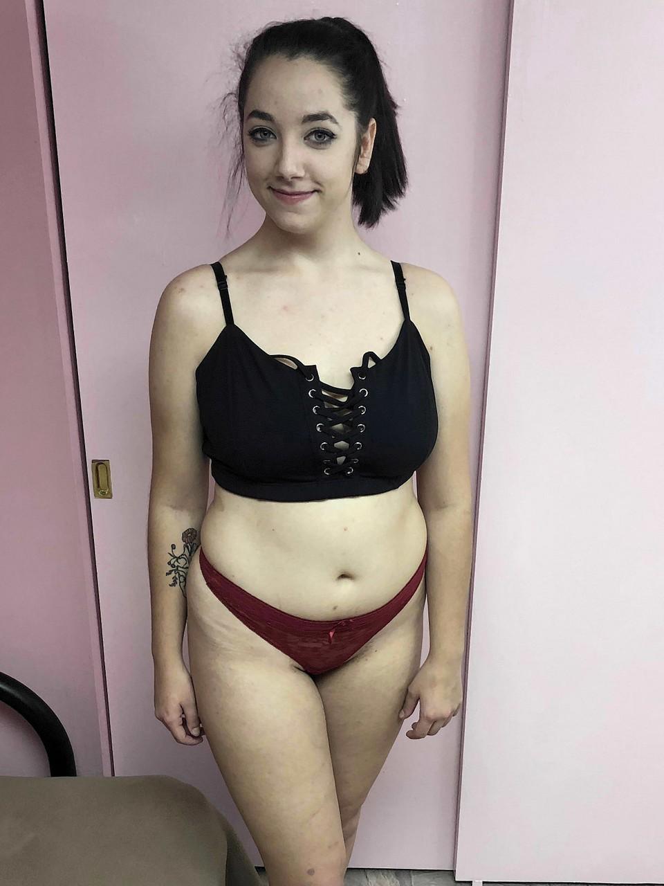 20P Cute brunette Raya Moon shows off her big ass & fingers her shaved pussy
