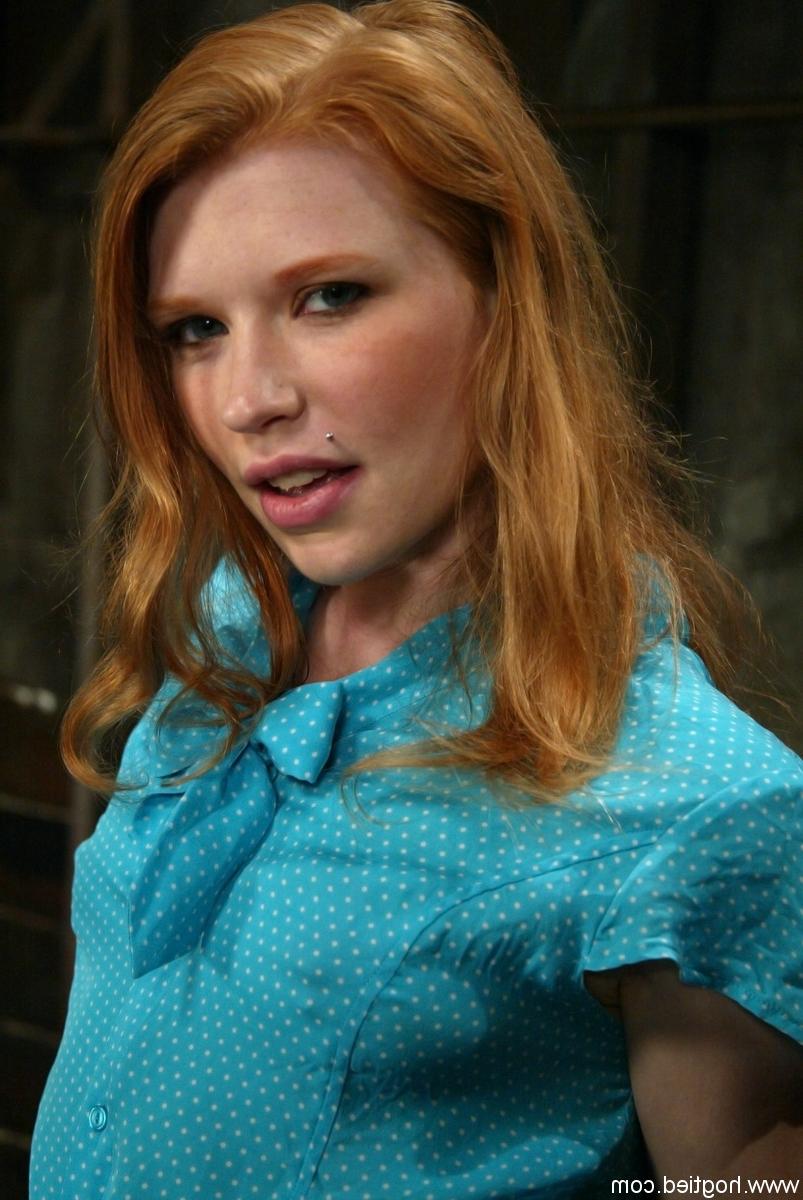 20P Sexy redhead Madison Young gets tied up in rope bondage while naked