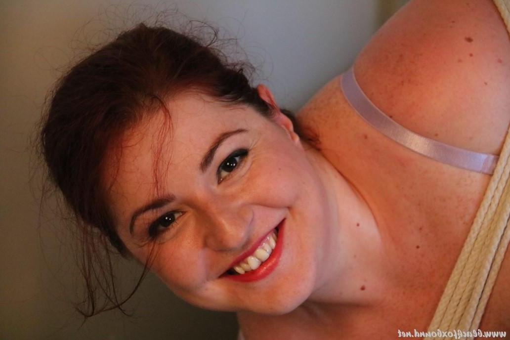 16P Overweight redhead is gagged while tied up on a bed in her pretties and nylons