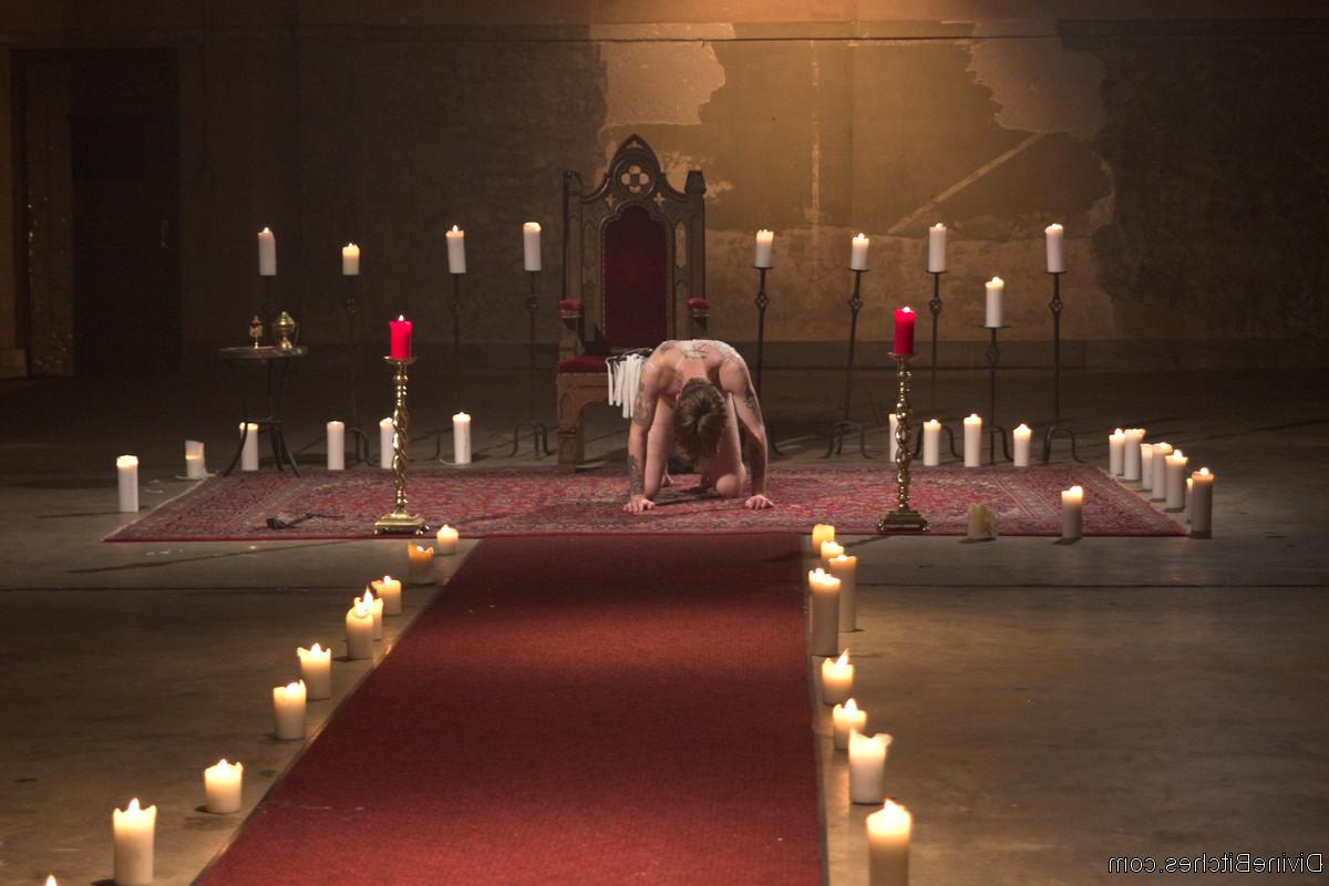 20P Horny dommes drip hot wax on a bound guy's back in a secret BDSM sex ritual
