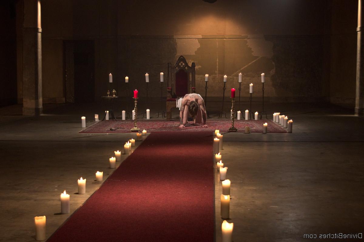 20P Horny dommes drip hot wax on a bound guy's back in a secret BDSM sex ritual