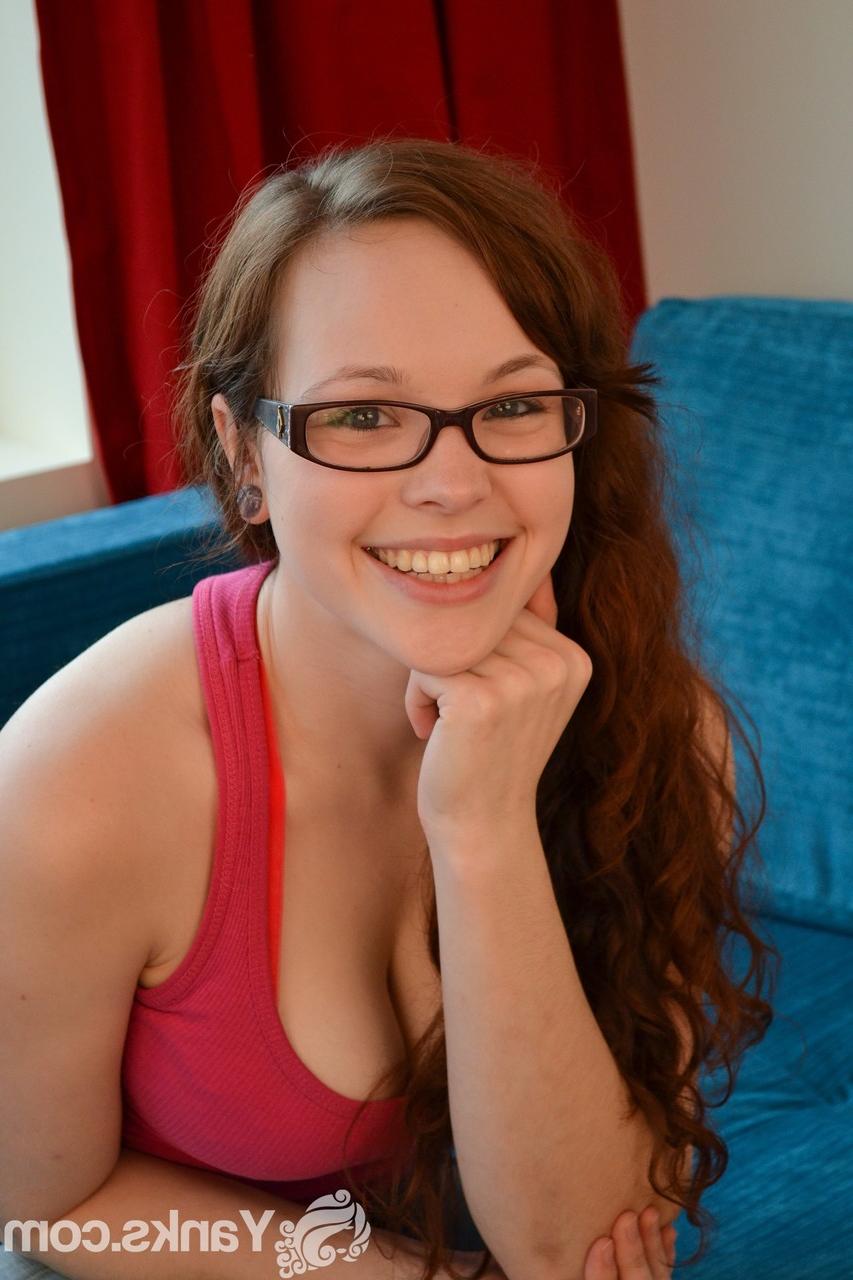 17P Nerdy brunette Tara Topless exposing huge natural tits and pink snatch
