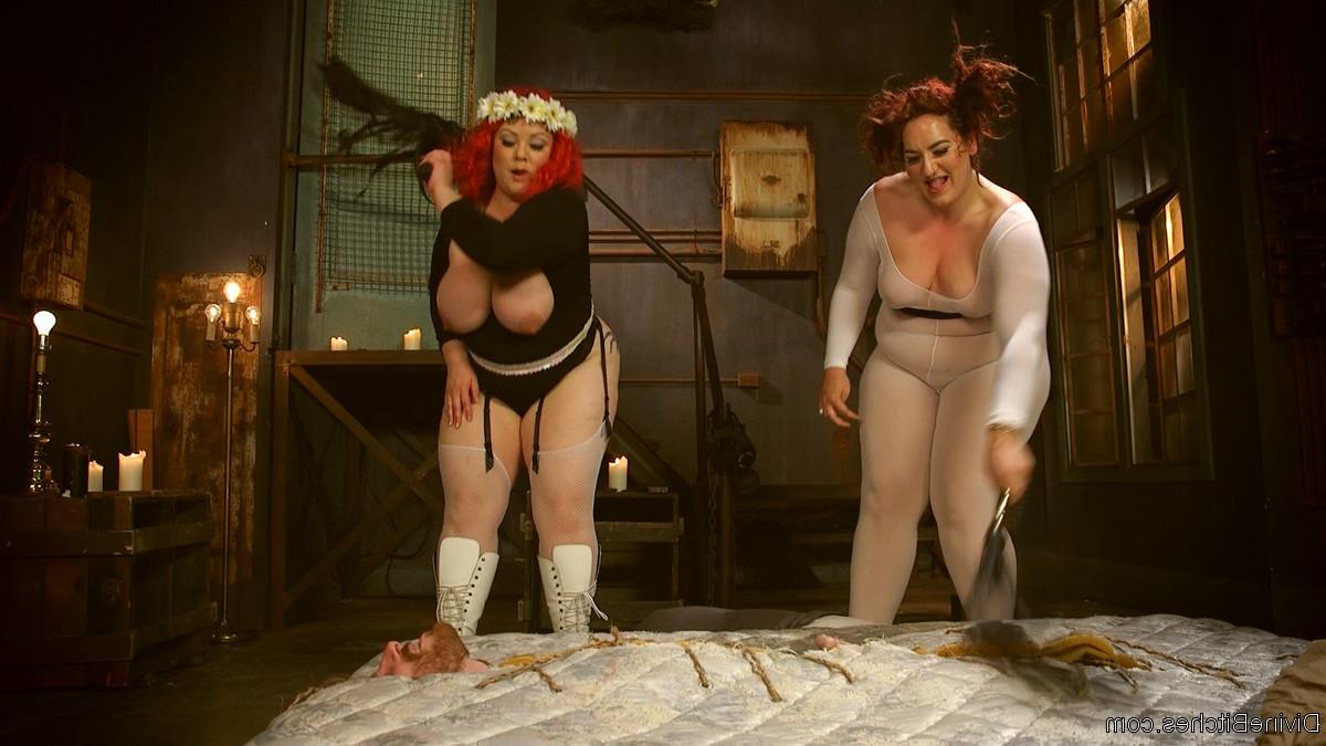 20P Chubby femdoms Mimosa & April Flores whip and facesit slave boy Sebastian Keys