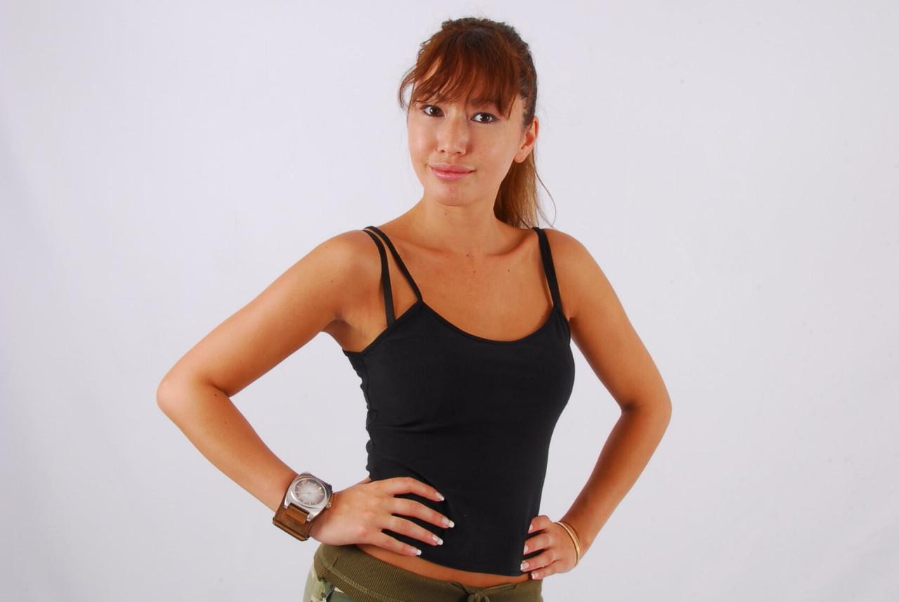 16P Asian redhead Evita wears a huge OOZOO cuff watch during non-nude action