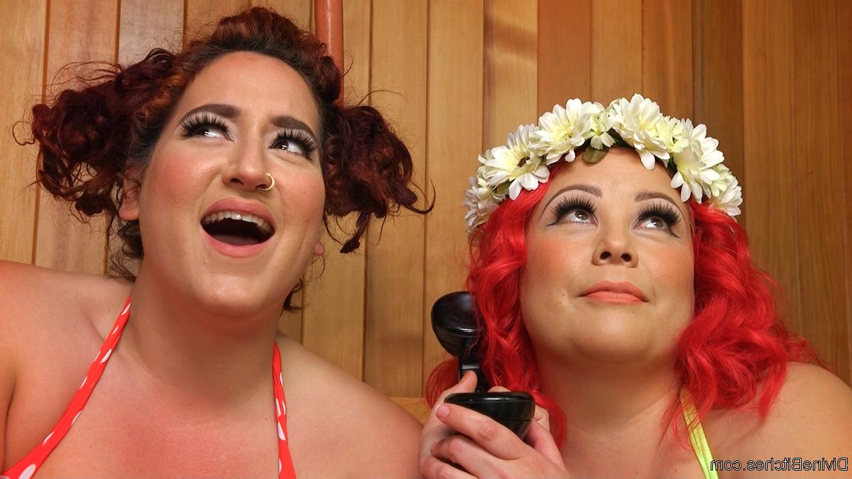 20P Fat femdoms Mimosa & April Flores show off their big tit & asses