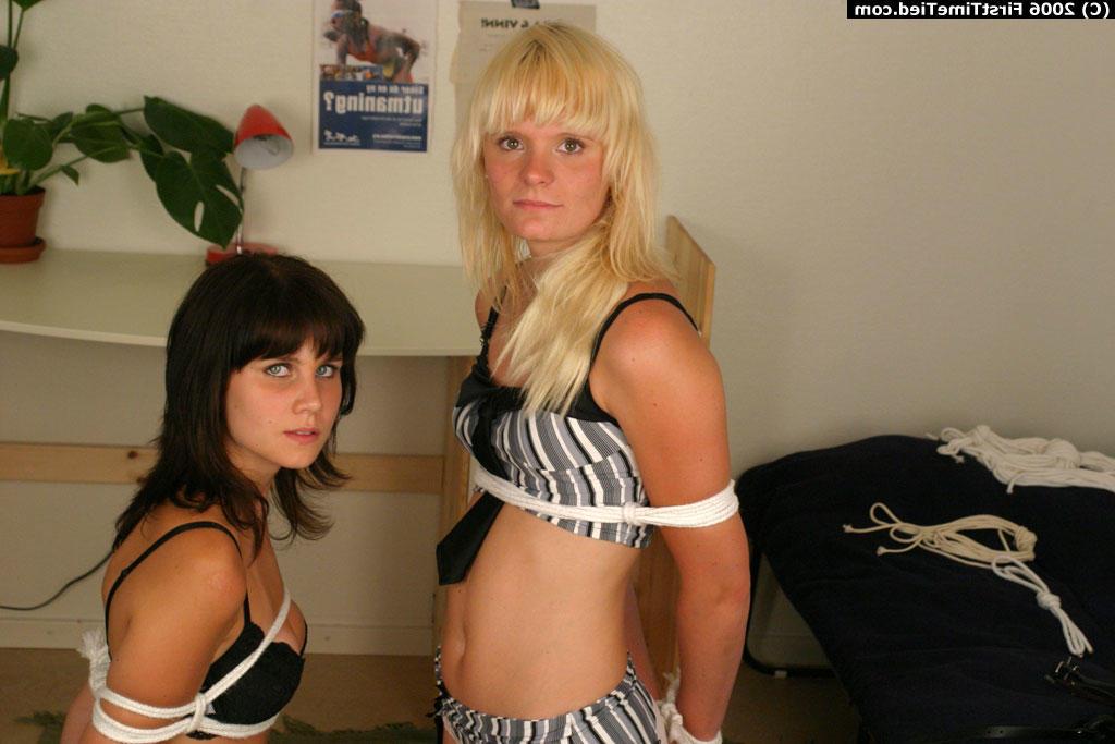 12P White chicks find themselves ballgagged and roped tied in their underwear