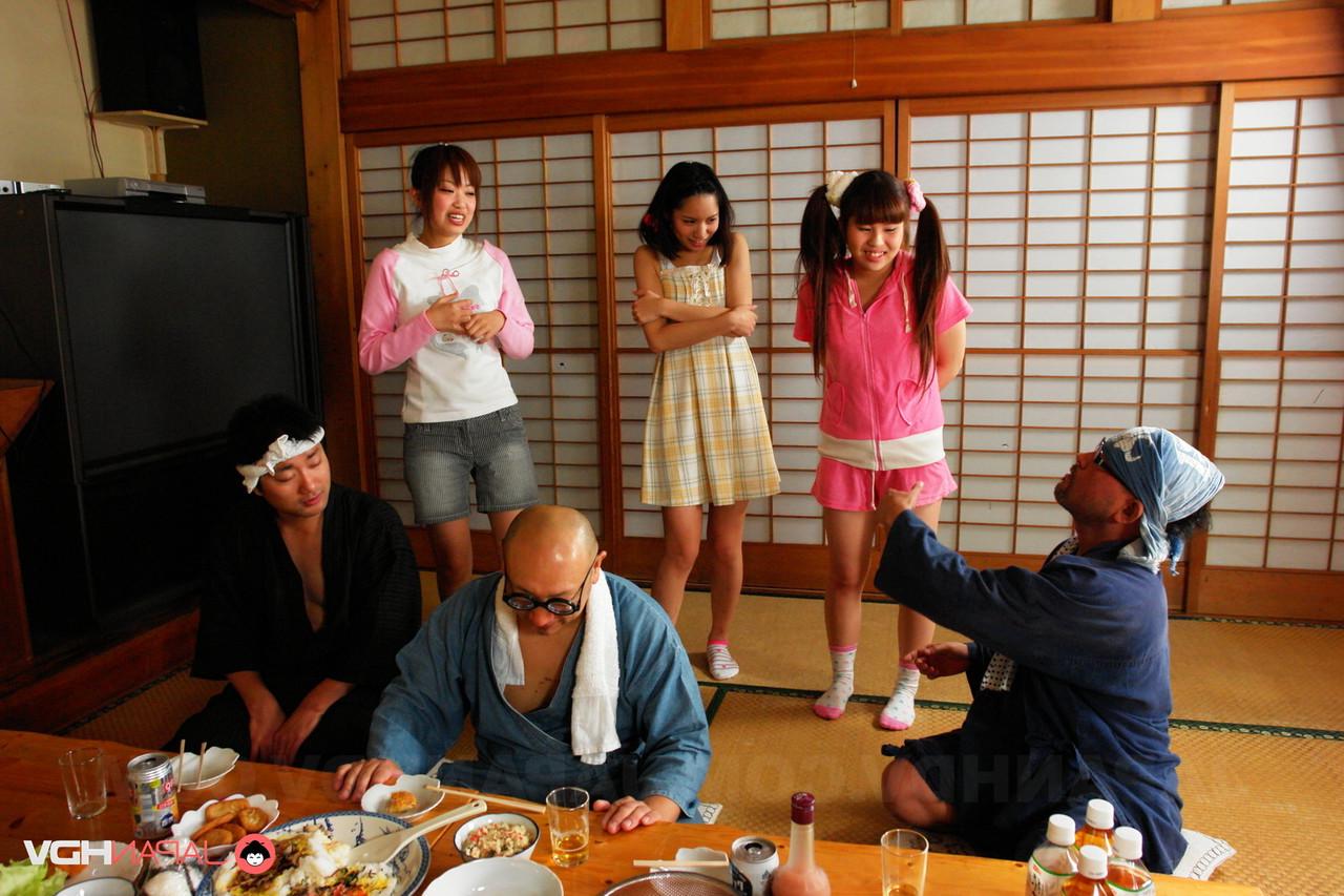 20P Perverted Japanese farmers get their innocent vaginas boned in an orgy
