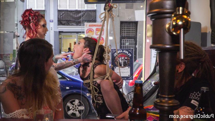 15P Submissive girl is paraded on a street before being fucked in a public house