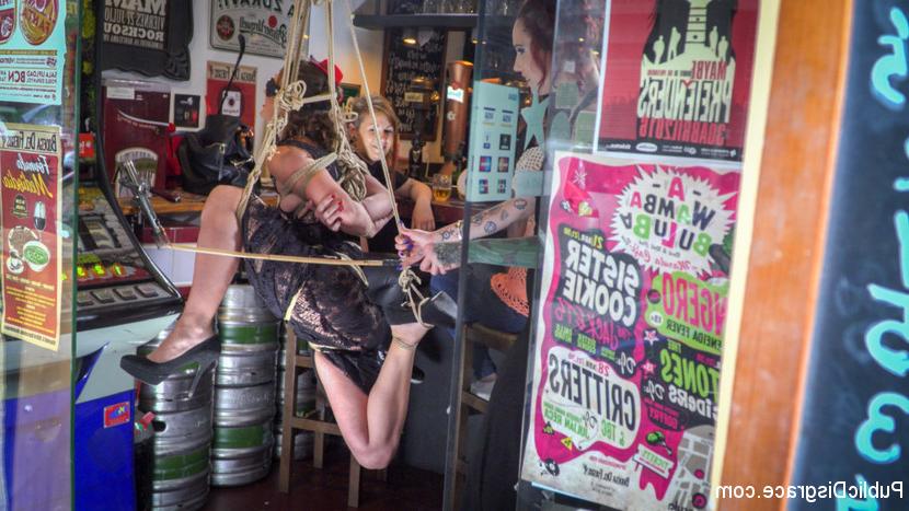 15P Submissive girl is paraded on a street before being fucked in a public house