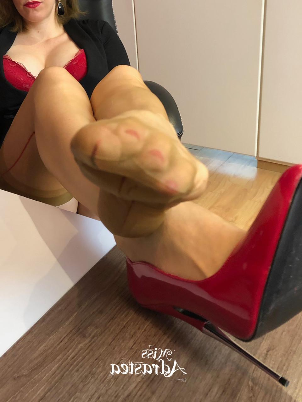 15P Hot secretary Miss Adrastea teases in stockings & high heels in her office