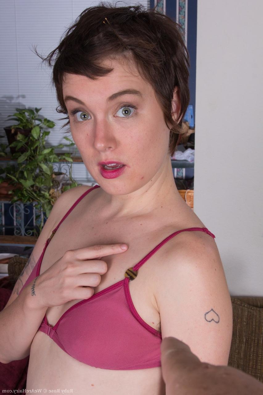 17P Wide-eyed Ruby Rose does sizzling striptease to toy hairy twat with items