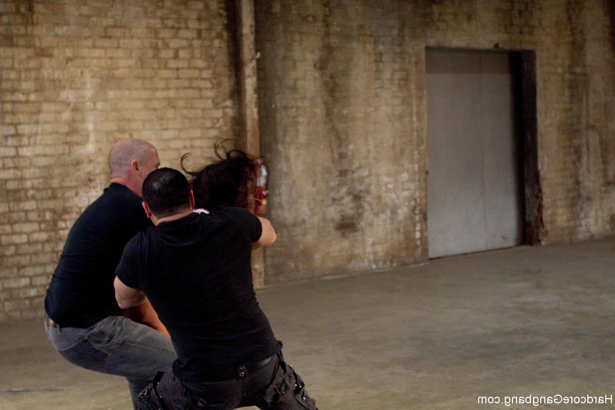 20P Poor brunette Cece Stone gets stripped & fucked in a public BDSM gangbang