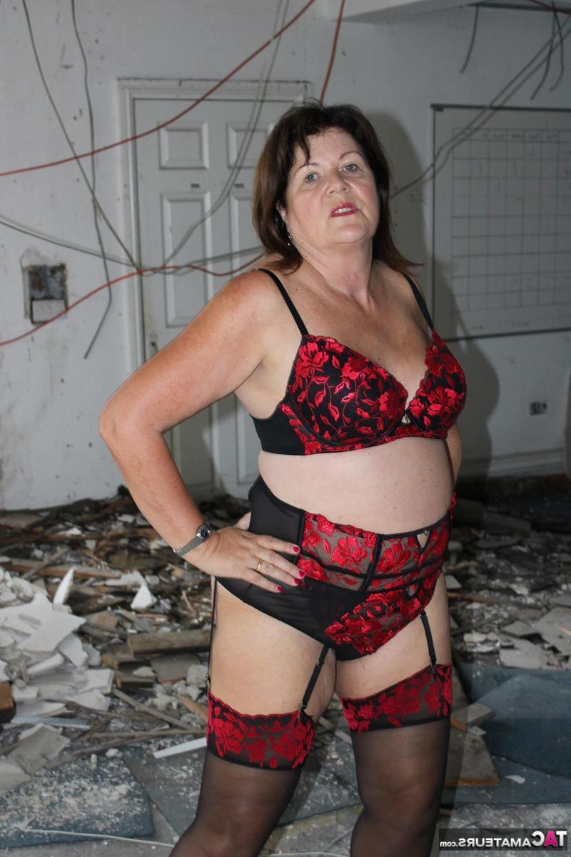 16P Mature British plumper Cassandra Uk models lingerie and nylons as well