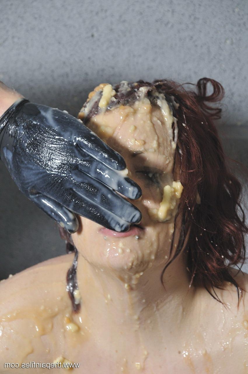 16P Chubby redhead gets totally messy during a humiliating food scene
