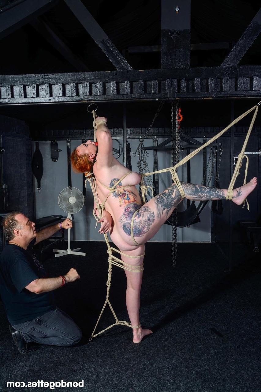 20P Inked fatty Chloe Davies getting bound and ball-gagged by her master