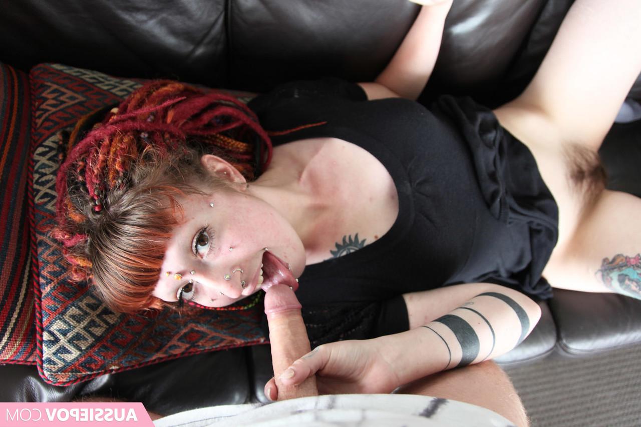 12P Pierced redhead Daisy Adair shows her big butt during a POV fuck