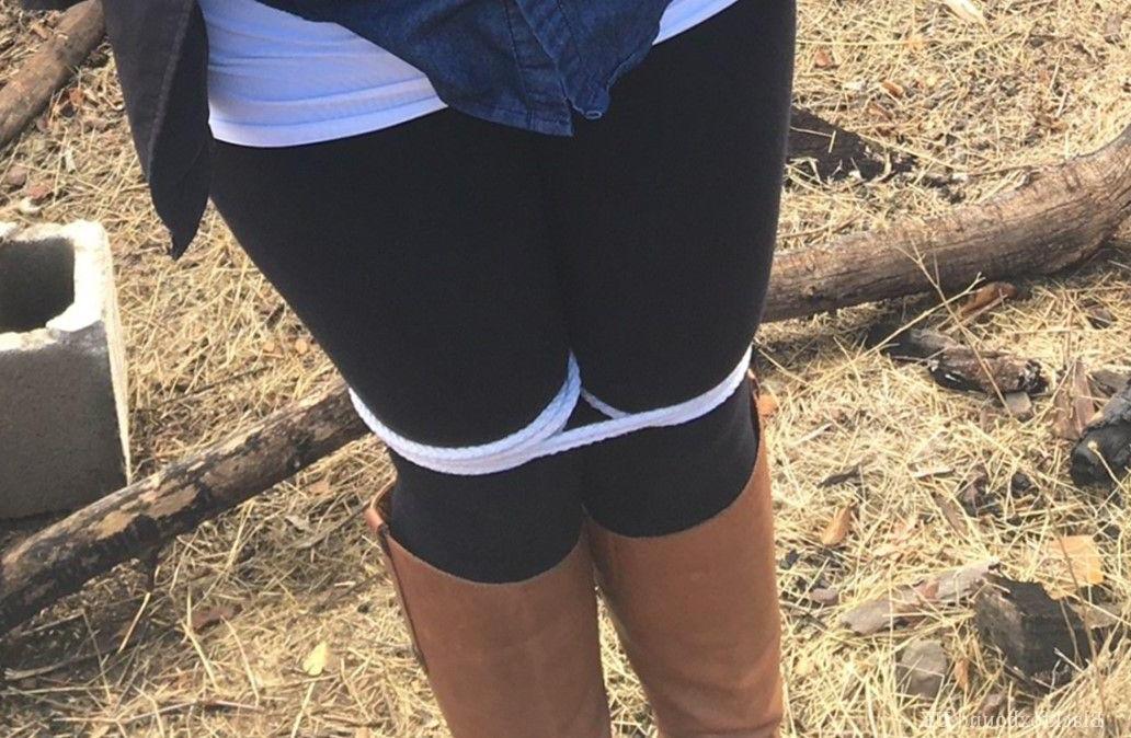 15P Fully clothed fatty is cleaved gagged and rope bound in scrubby looking woods