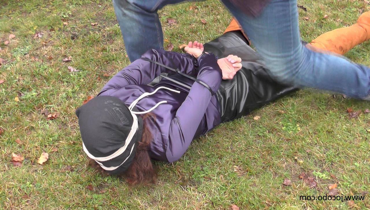 16P Brunette female is rendered unconscious before being loaded into a minivan
