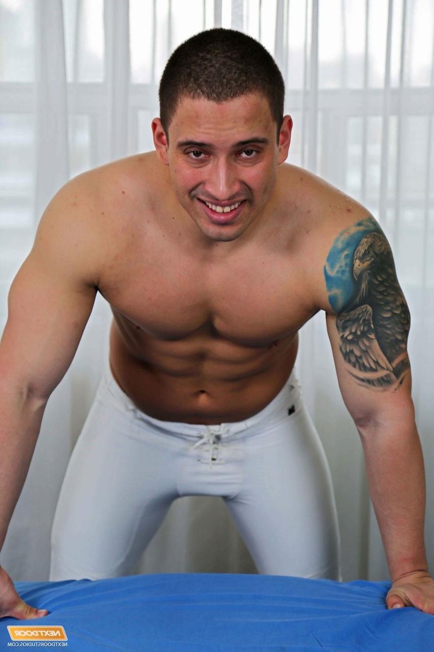 20P Black hunk JP Richards gets down on his knees and blows Latino Carlos B's cock