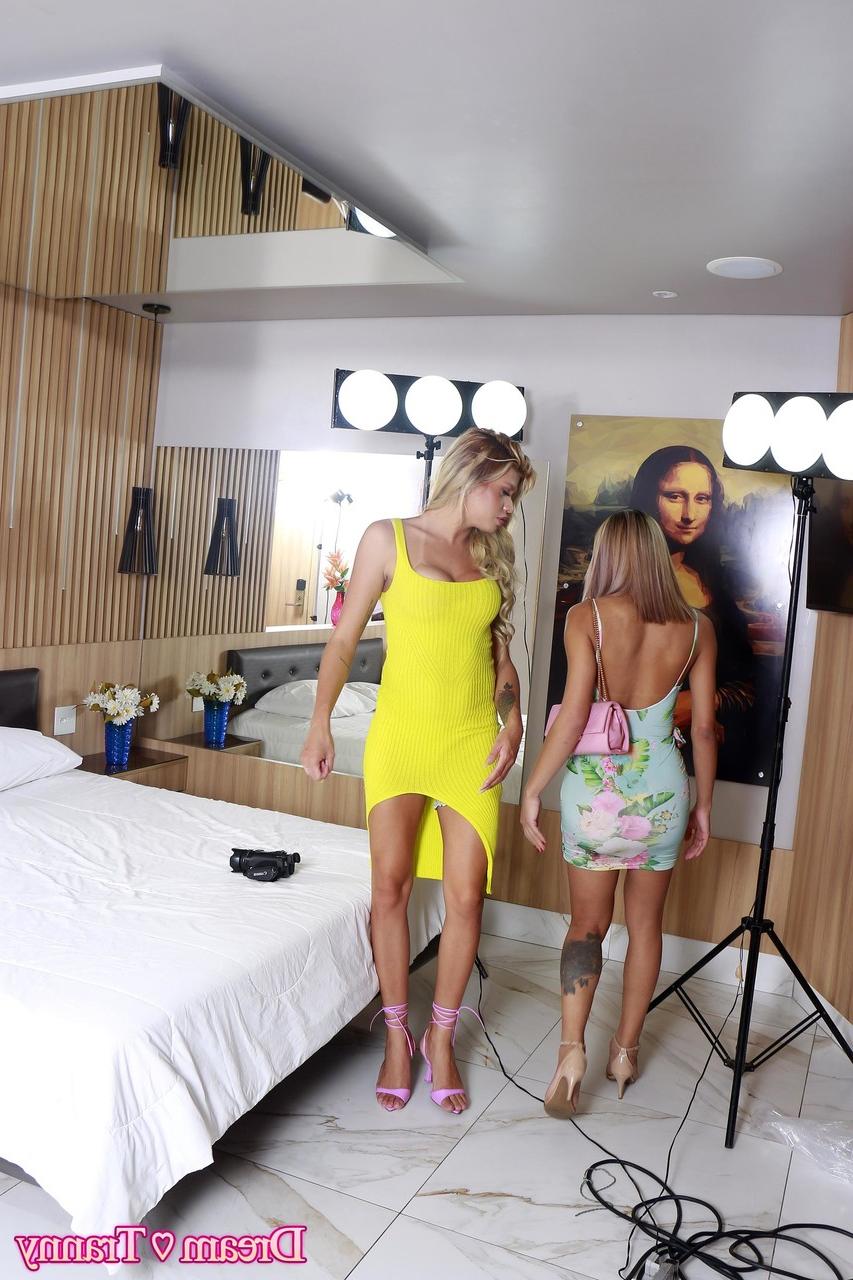 20P Die blonden Shemales Bella Salvatore und Leticia Moraes haben Doggystyle-Analsex