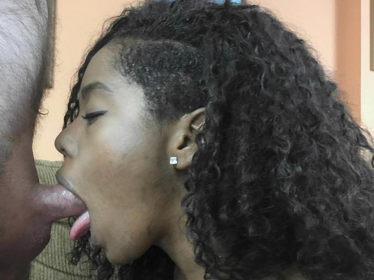 20P Curvy ebony Layla Finesse undresses & sucks an old man's small white dick