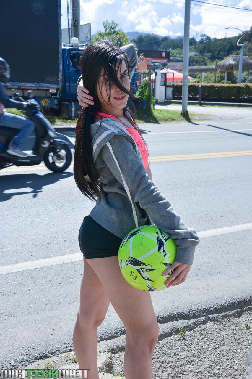 20P Athletic Latina Kimberly Rey flaunts her sexy ass & has hot sex on the couch