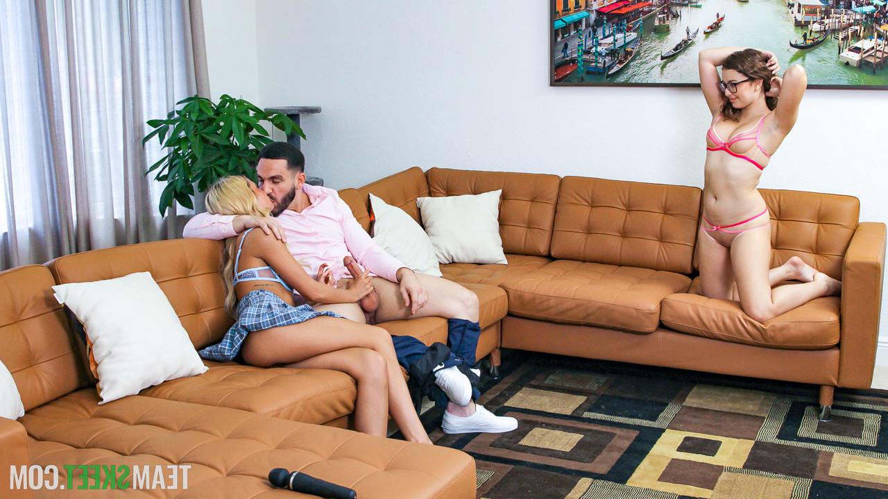 20P Teens Leana Lovings & Lacy Tate participate in a hot sofa threesome